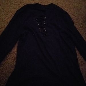 black long sleeve shirt with cut outs